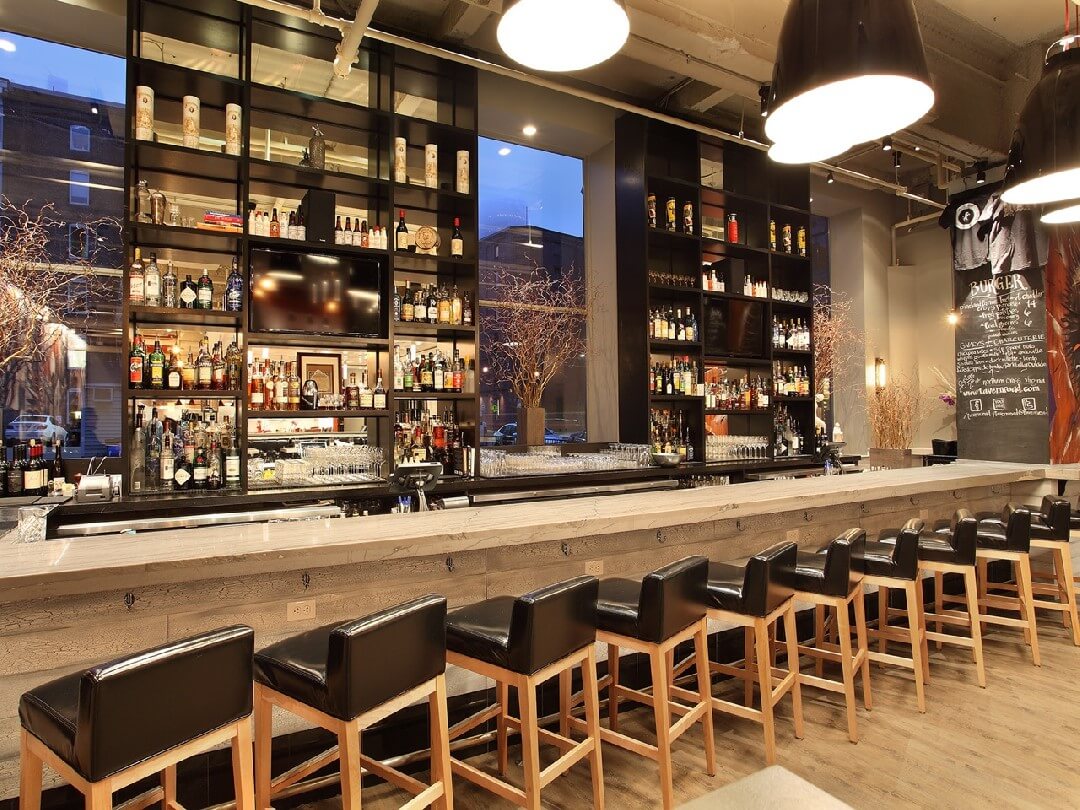 Tavern Road Bar - Sleek Interior Restaurant Construction by Grinnell Cabinet Maker