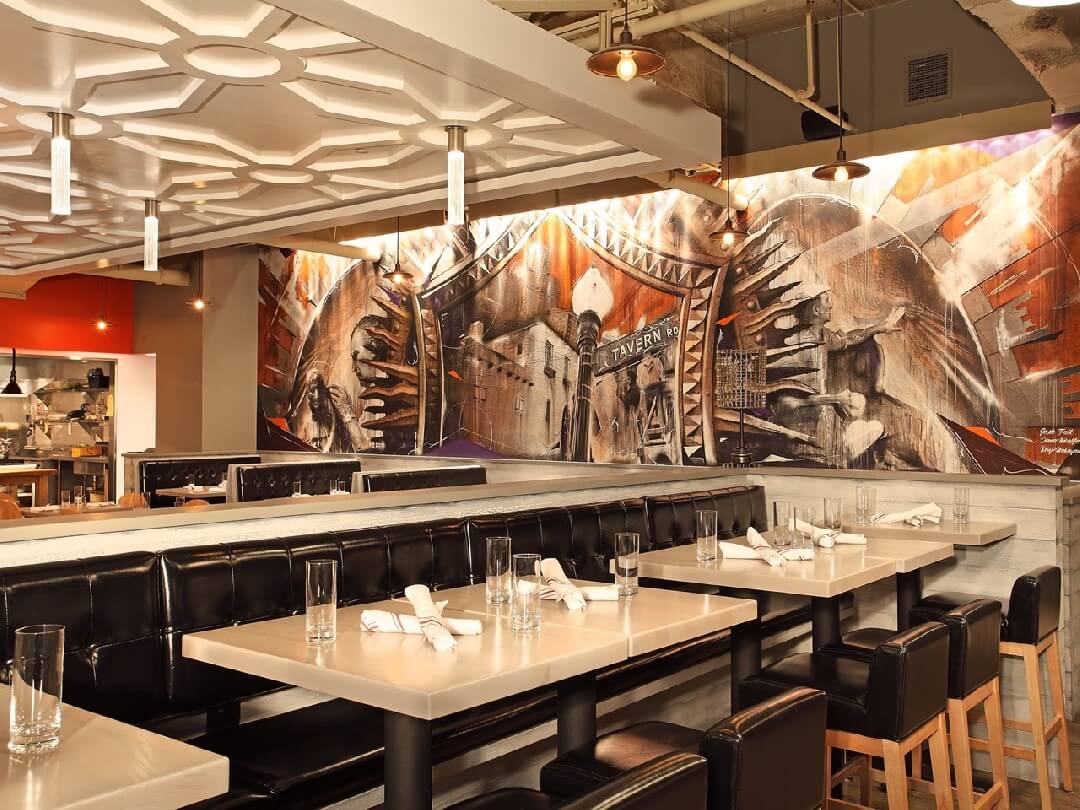 Tavern Road - Sleek Interior Restaurant Construction by Grinnell Cabinet Maker